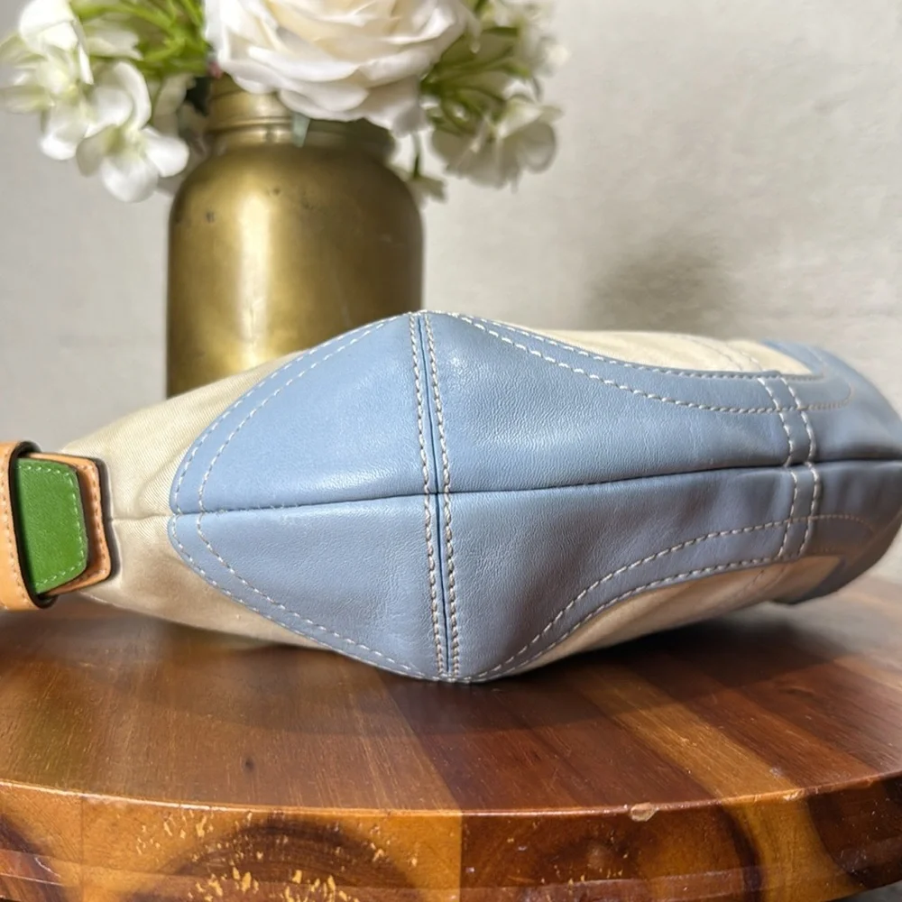 Coach RARE Y2K SoHo Blue & green Leather/Twill Hobo
Shoulder Bag L3J-4431 - Picture 11 of 13